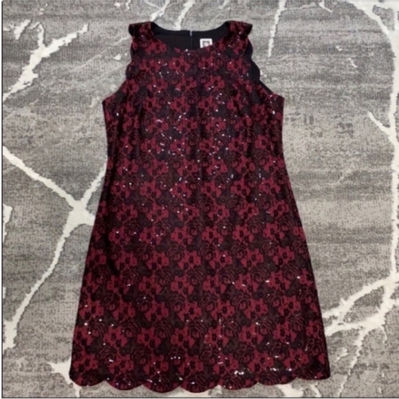 Anne Klein Dresses & Skirts - Anne Klein Red & Black Lace Sheath Dress Size 8 – New Without Tags